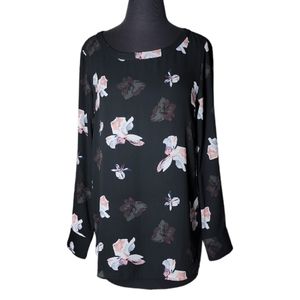 Banana Republic Abigail floral long sleeve high low top women's size small